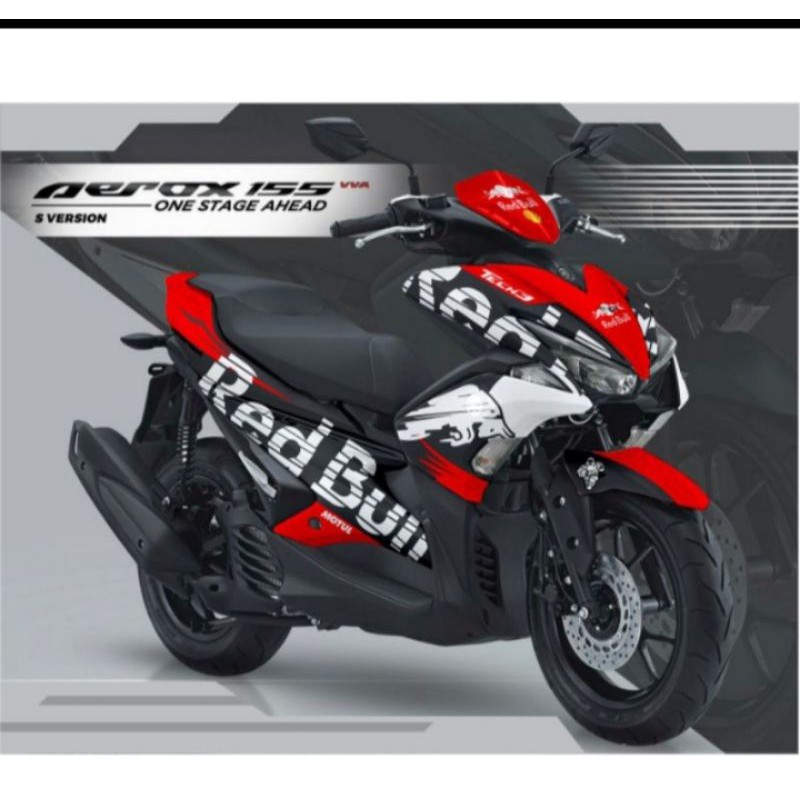 sticker decal aerox redbull merah hitam
