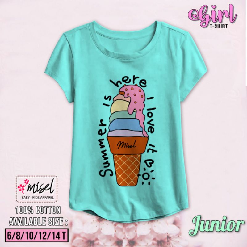 MISEL Kaos Lengan Pendek 5-12 Tahun Kaos Anak Perempuan Misel Junior ( SABLON CAMPUR)