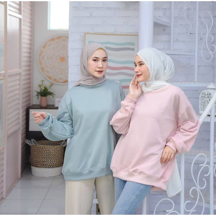 L A R SWEATER BASIC OVERSIZE / Sweater Jumbo Polos Fashion Wanita