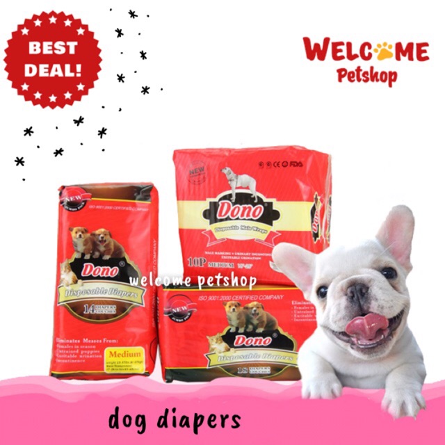 DOG DIAPER / DIAPERS POPOK PAMPERS ANJING - DONO XS S M L XL