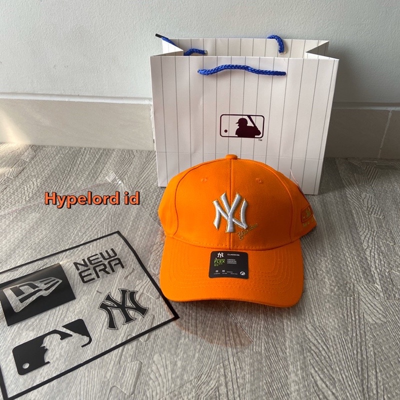 Topi Ny Newyork Cap Orange Logo White Yankess