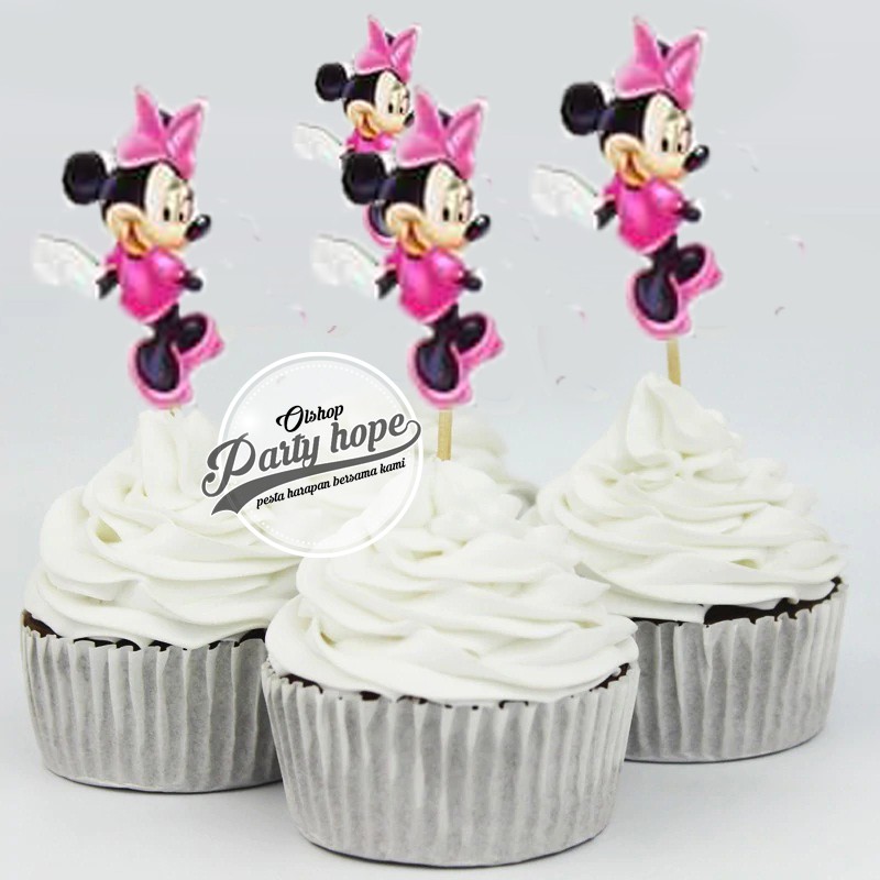 Topper Cupcake minnie  mouse  Tusukan Kue  minnie  mouse  