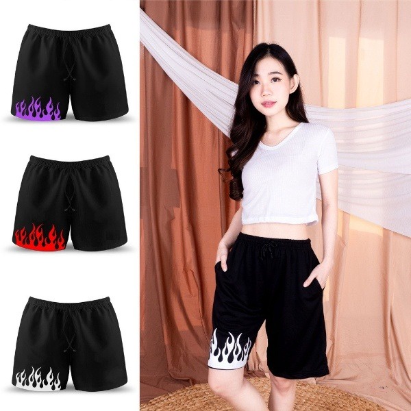 Celana Pendek Fire / Hot Pants Black White Fire