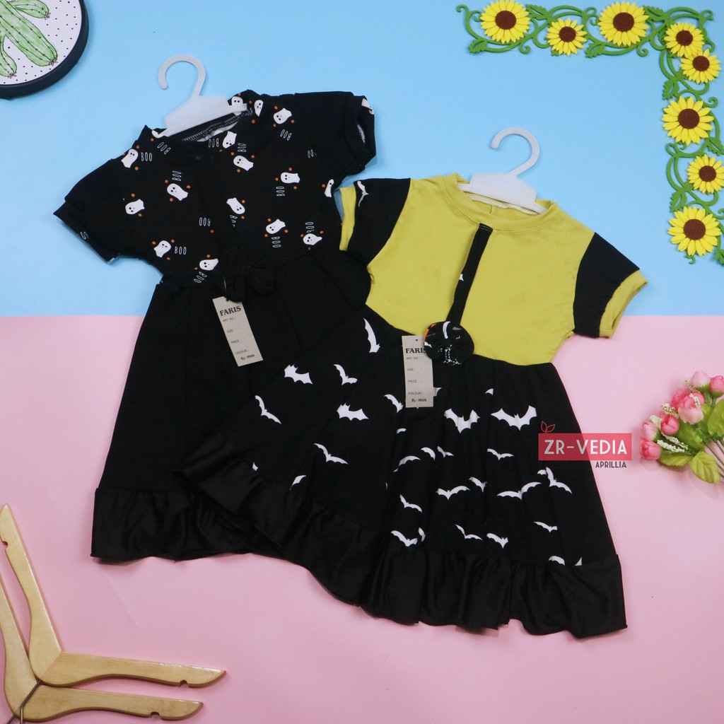 Dress Keisha uk 1-2 Tahun / Dres Lengan Anak Balita Perempuan Baju Gaun Pesta FashionKids Adem Murah