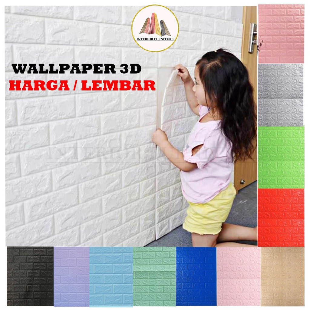 Wallpaper Dinding 3D Motif Bata Wood Foam Dekorasi Kamar Dekorasi Ruang Tamu murah 70x77cm