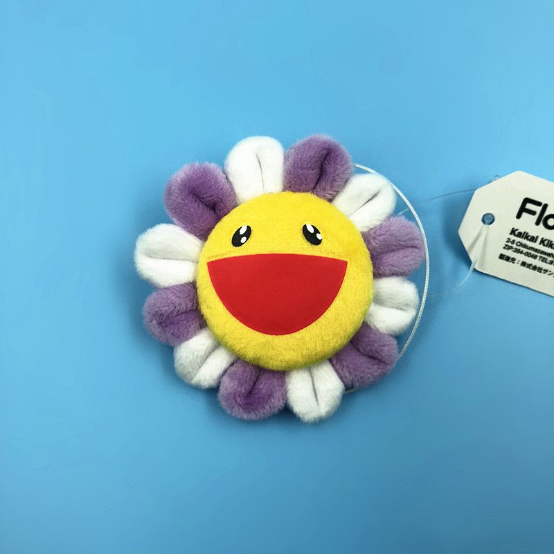 New Flower Takashi Murakami Kiki Kaikai Brooch Rainbow Pin Badge Strap Plush Pendant