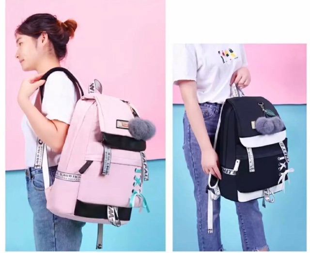 Tas sekolah anak ransel blackpink samping ransel korea tas anak tas sekolah ransel offwhite tali