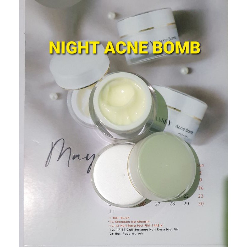 Night Whitening Acne Bomb | KRIM JERAWAT AMPUH