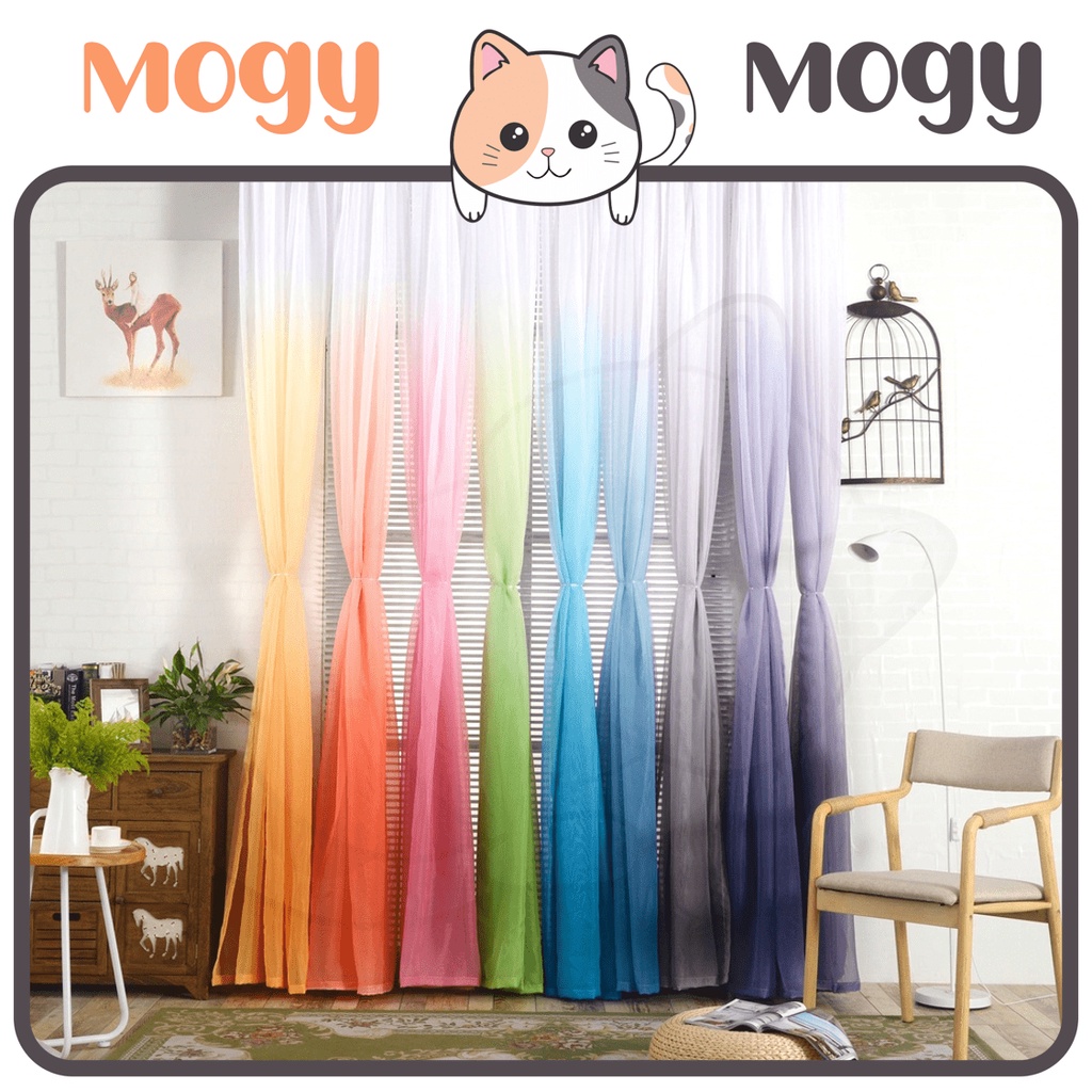 MOGYMOGY Tirai Gradient Motif Polos Tirai Dekorasi Pintu Tirai Jendela Tirai