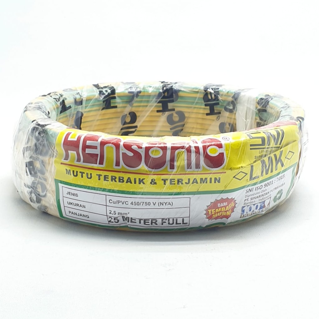 Hensonic NYA 2,5MM 25 Meter FULL SNI FULL LMK Kabel Listrik Nya 1x2,5mm² 25M Tunggal Engkel Non Serabut