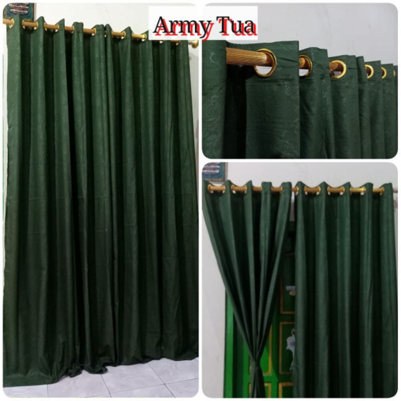 Best Seller Hordeng Gorden Korden Tirai Jendela Pintu Army Tua Embos UK 120*200