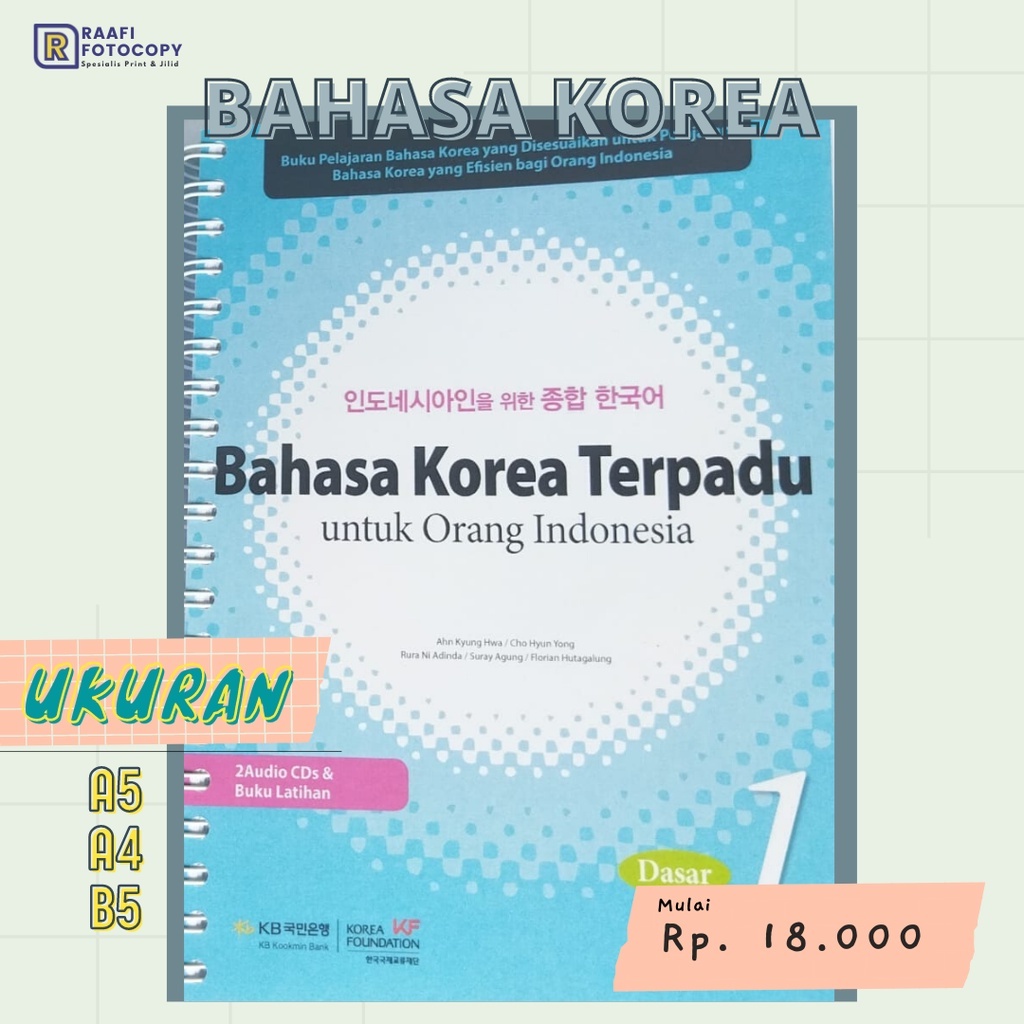 

PRINT DAN CETAK BUKU BAHASA KOREA TERPADU JILID 1 SD 6 DAN BUKU LATIHAN 1 SD 6