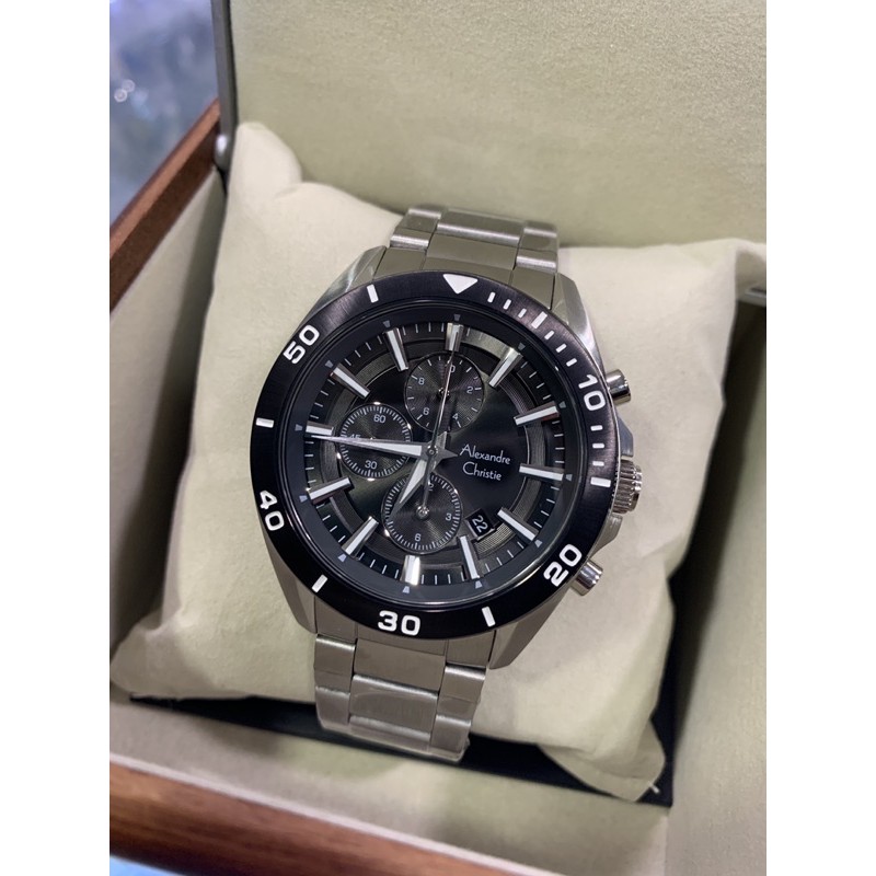jam tangan alexandre christie ac 6525 silver black