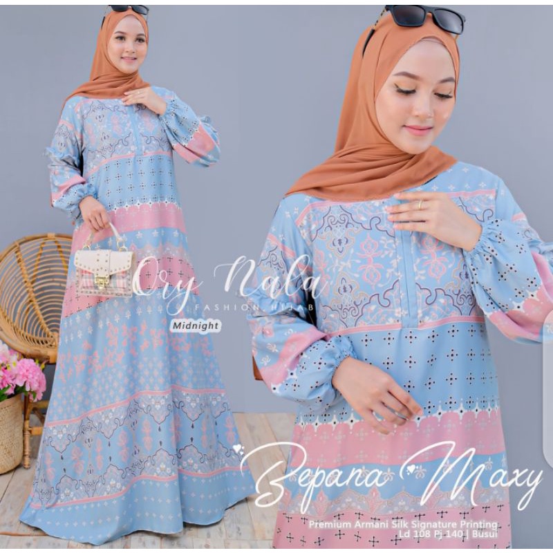 Gamis printing Bapena Maxy Ori by Orynala gamis premium armani silk signature printing busui