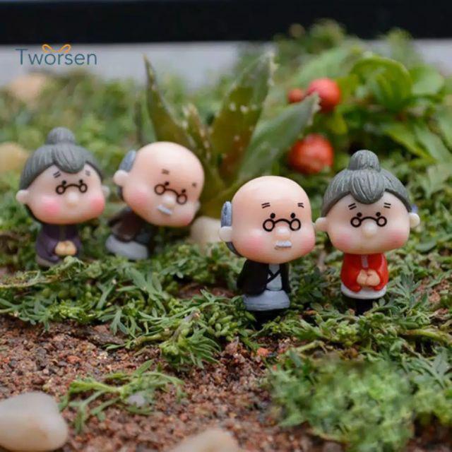 Tworsen 4pcs Miniatur Boneka Milny Grandpa Untuk Dekorasi Taman Miniatur