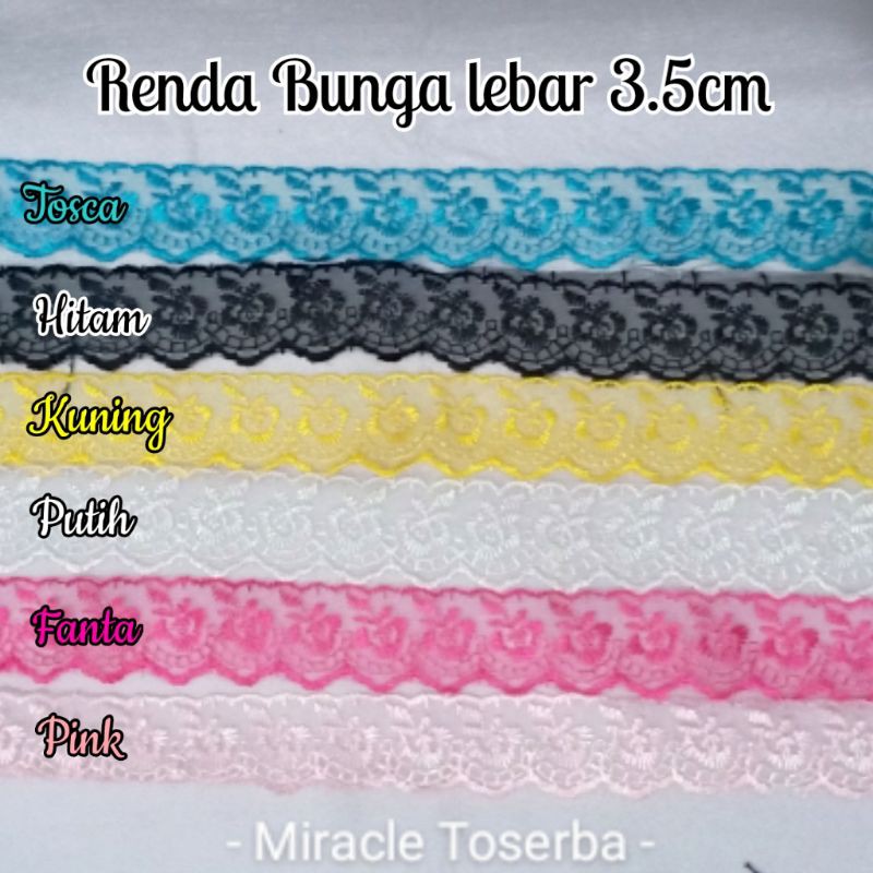 (Per Meter) Renda Bunga lebar 3.5cm