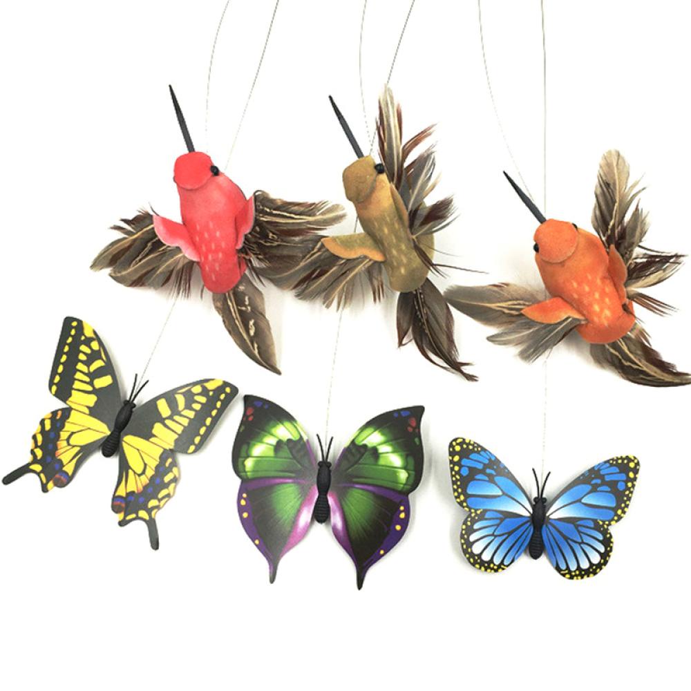 Timekey Mainan Butterfly Bird Elektrik Otomatis Bahan Plastik Warnawarni Untuk Kucinganjing K1L1