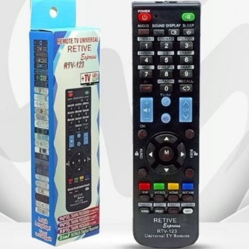 universal Remote TV RETIVE RTV 123 126 136 129 139 remot segala merek sony sharp samsung polytron digitec tabung lcd led receiver