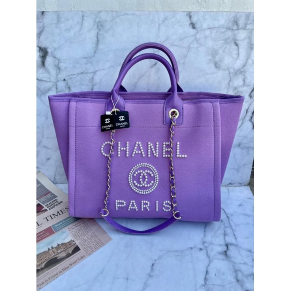 TAS BRANDED MERK CHANEL DEAUVILLE SHOPPER TOTE PEARL