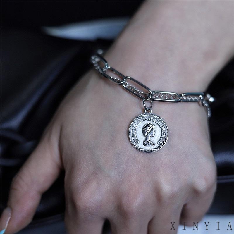 Xia.id Gelang Tangan Rantai Silver Wanita Desain Potret Retro