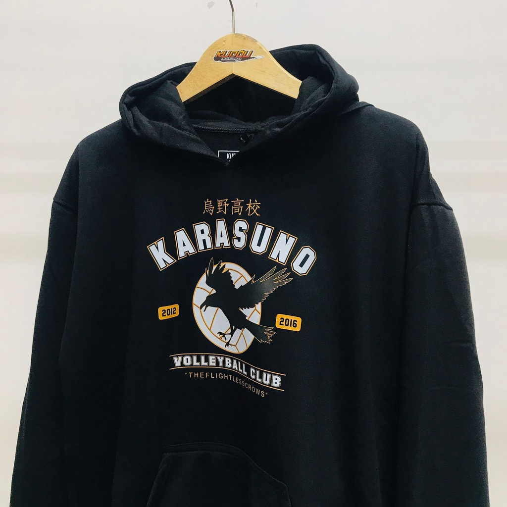 Hoodie Fleece Property Of Karasuno Volleyball Club Black Anime Manga Haikyuu