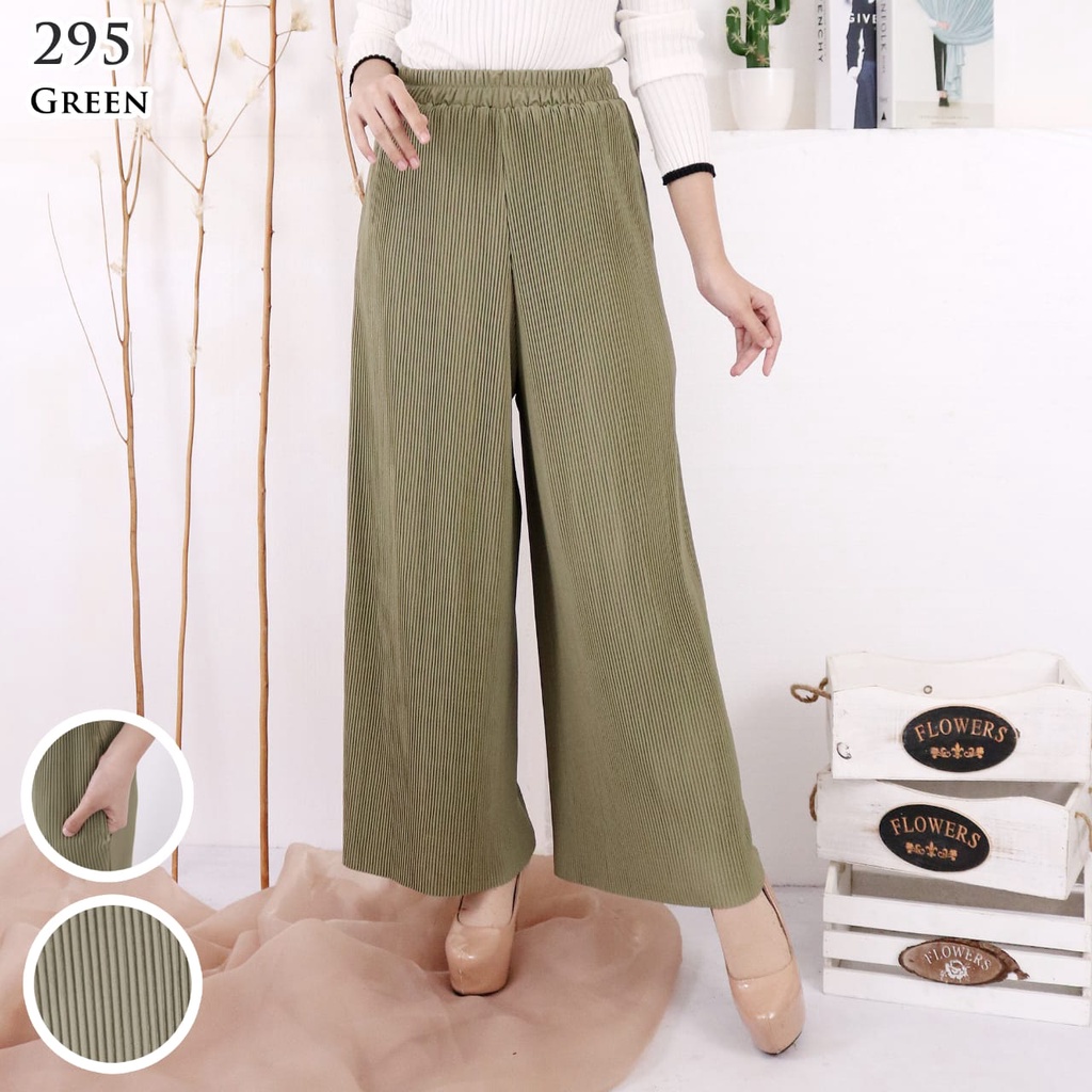 KULOT BASIC 295 PLISKET LIDI ADA KANTONG PLEATS PANT KULOT PLISKET