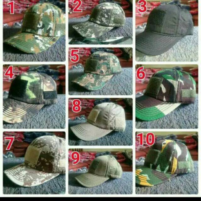Topi tactical Velcro Loreng Polos