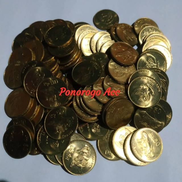 (GRESS/KINCLONG) Uang kuno 50 rupiah komodo tahun campur uang kuno rp 50 bahan mahar nikah 21 rupiah