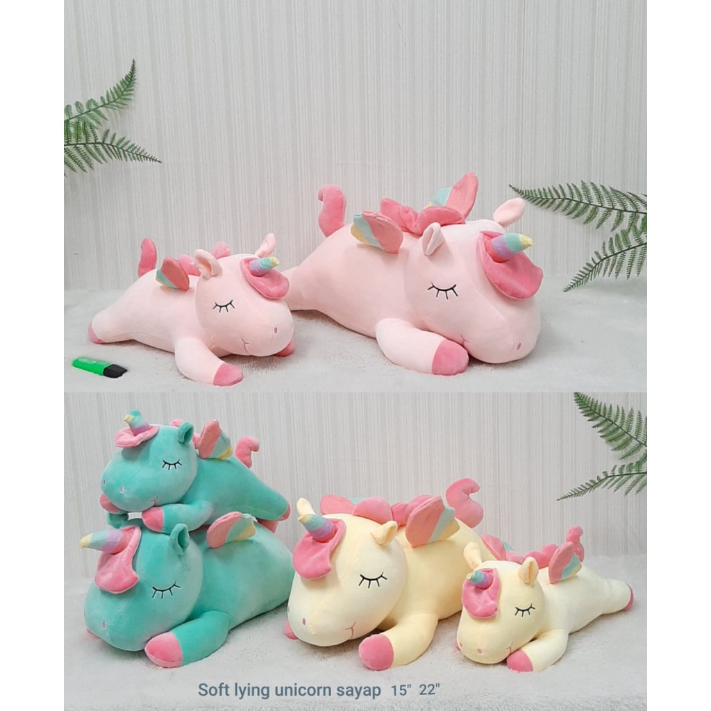 Boneka Lying Unicorn Sayap Size 40cm/15&quot; Boneka Unicorn Soft/Boneka Karakter