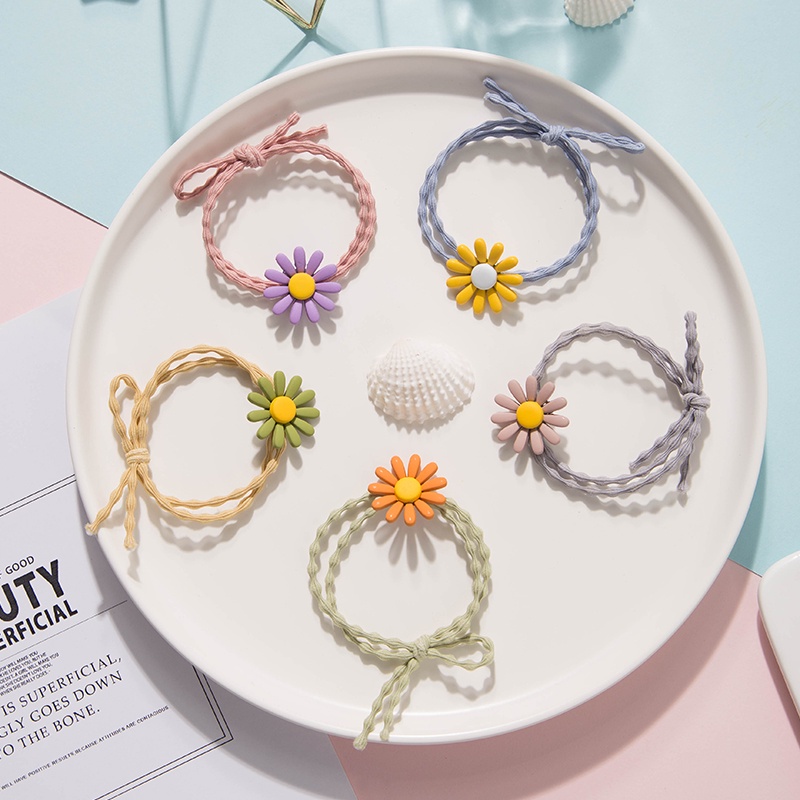 【Checkout RP100】Ikat Rambut Korea Elastis Untuk Wanita Daisy Bunga Segar Kecil Aksesoris -PD-Random