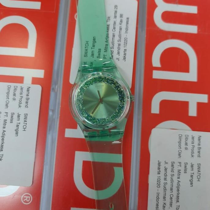 Swatch Analog Jam Tangan Wanita Karet Hijau GG225 AMAZO-NIGHT Original barang ada