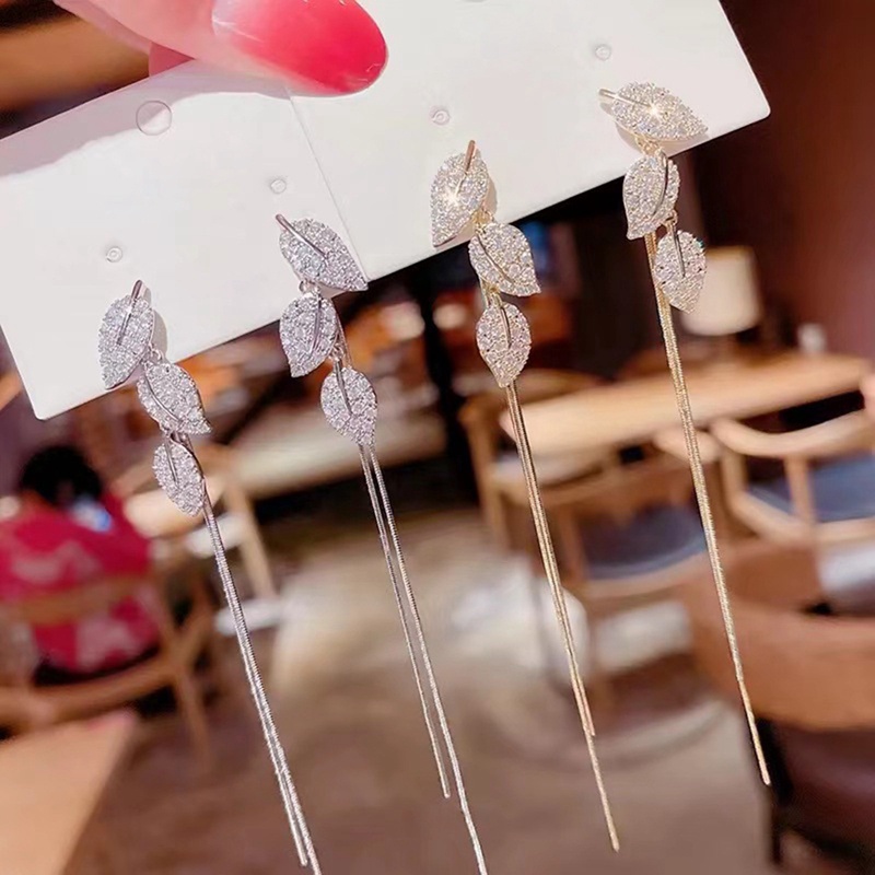 Anting Gantung Panjang Model Rumbai Silver 925 Dengan Mutiarabatu Zircon Untuk Wanita