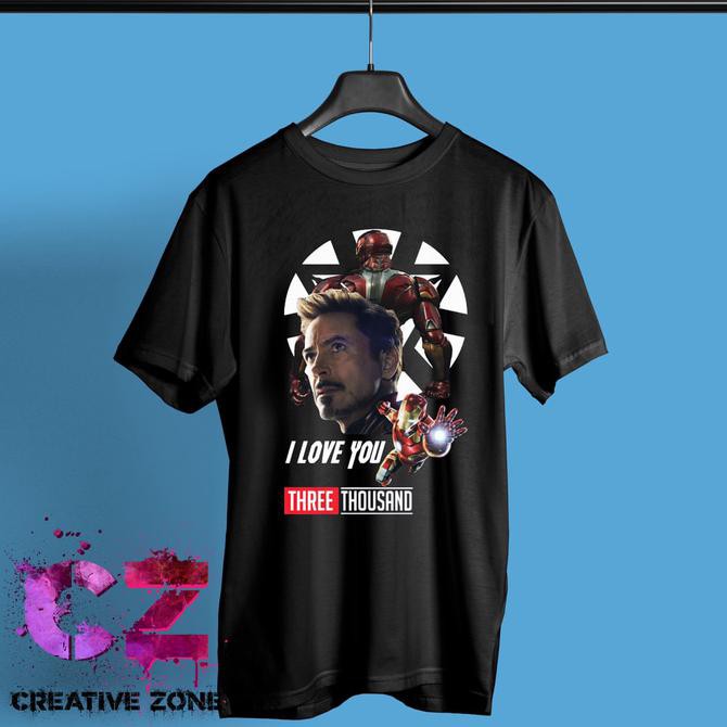 CUSTOM KAOS/TSHIRT AVENGERS ENDGAME IRONMAN TONYSTARK I LOVE YOU 3000