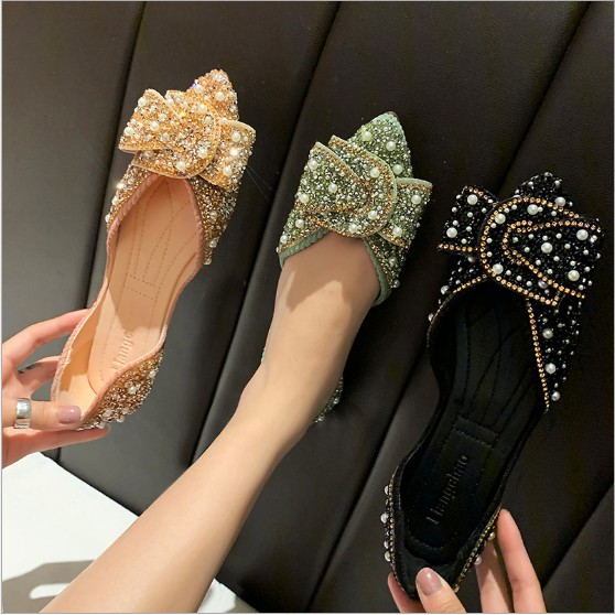 Sheera's Choice Sepatu pesta flat shoes wanita mutiara/sepatu couple ibu dan anak mutiara