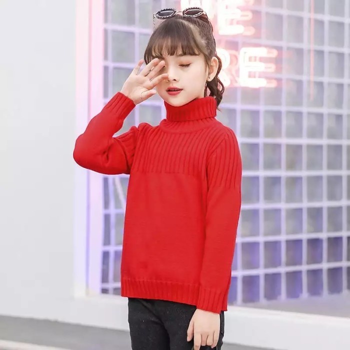 Sweater Turtleneck Anak Rajut Tebal untuk Winter