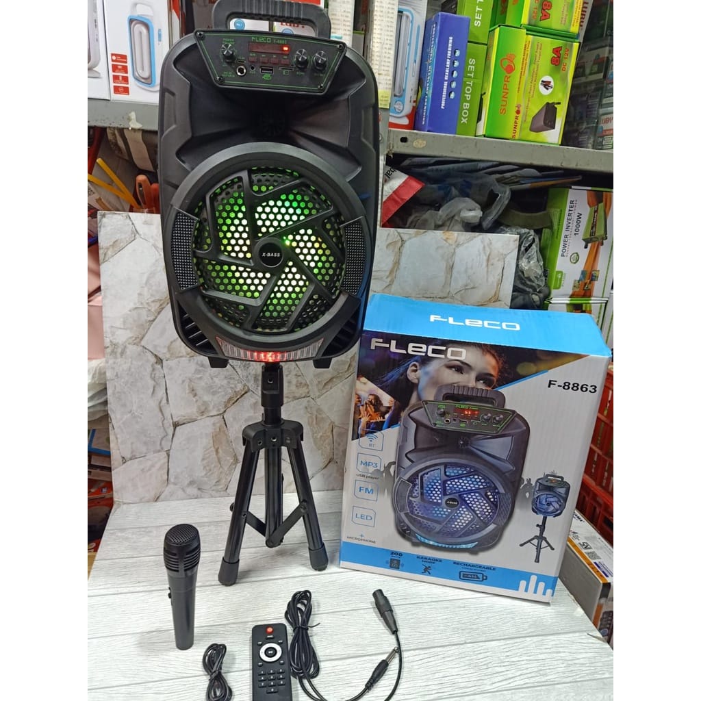 SPEAKER BLUETOOTH KARAOKE FLECO F 8863 STAND PLUS MIC &amp; REMOTE CONTROL