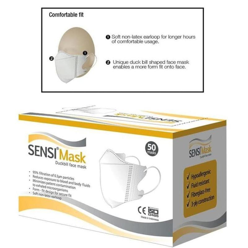 Masker 3 Ply Sensi Mask DuckBill Face Mask Premium isi 50