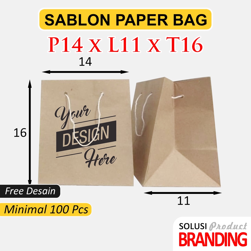 

Sablon Paper Bag P14 x L11 x T16 Murah | Kemasan | Wedding | Souvenir | Hajatan | Bingkisan