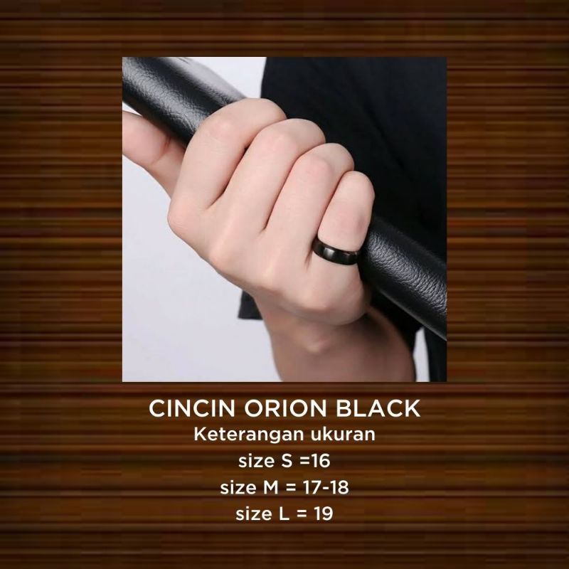 Cincin Orion Black Stainless Steel Anti Karat Anti Luntur-1