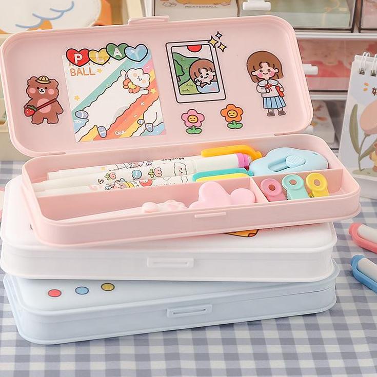 

[ReF ㊓] JW0130 - Kotak Pulpen Pensil Tempat Pensil Minimalis Pencil Case Aesthetic Sudah Termasuk Sticker |Lagi viral