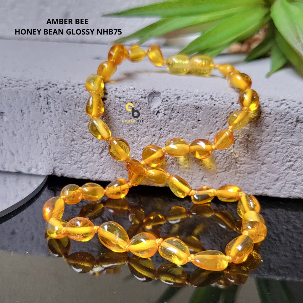 Kalung Amber Bayi &amp; Anak Premium Glossy Honey Beans NGHB75 By Amber Bee