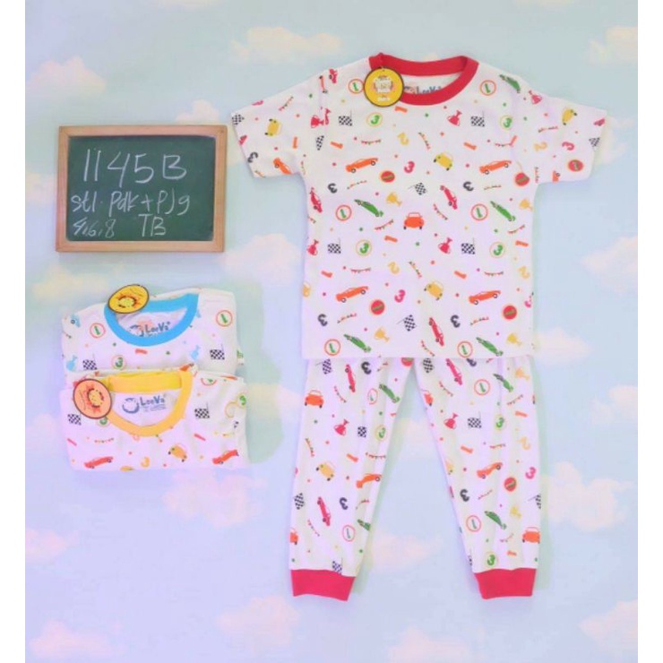 TERBARU SET SETELAN PIYAMA BAJU TIDUR ANAK LEEVA MOTIF MOBIL MOBILAN KAOS CELANA LENGAN PANJANG PEND