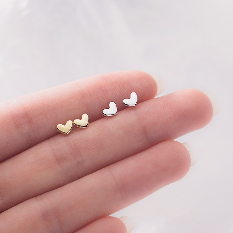 Roselife 1 Pasang Anting Tusuk Silver S925 Anti Alergi Desain Hati Kecil Simple Aksesoris Wanita