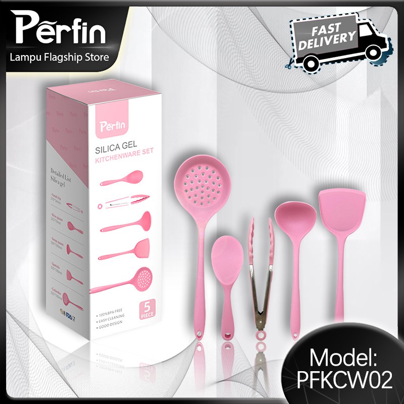 Perfin PFKCW02 spatula silikon dapur 5PCS-pink