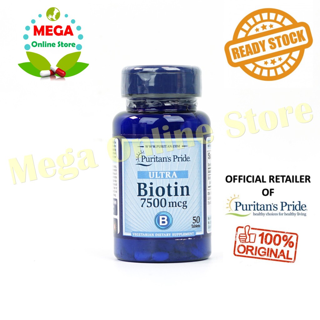 Puritan Biotin 7500 mcg - 50 Vegetarian Tablets