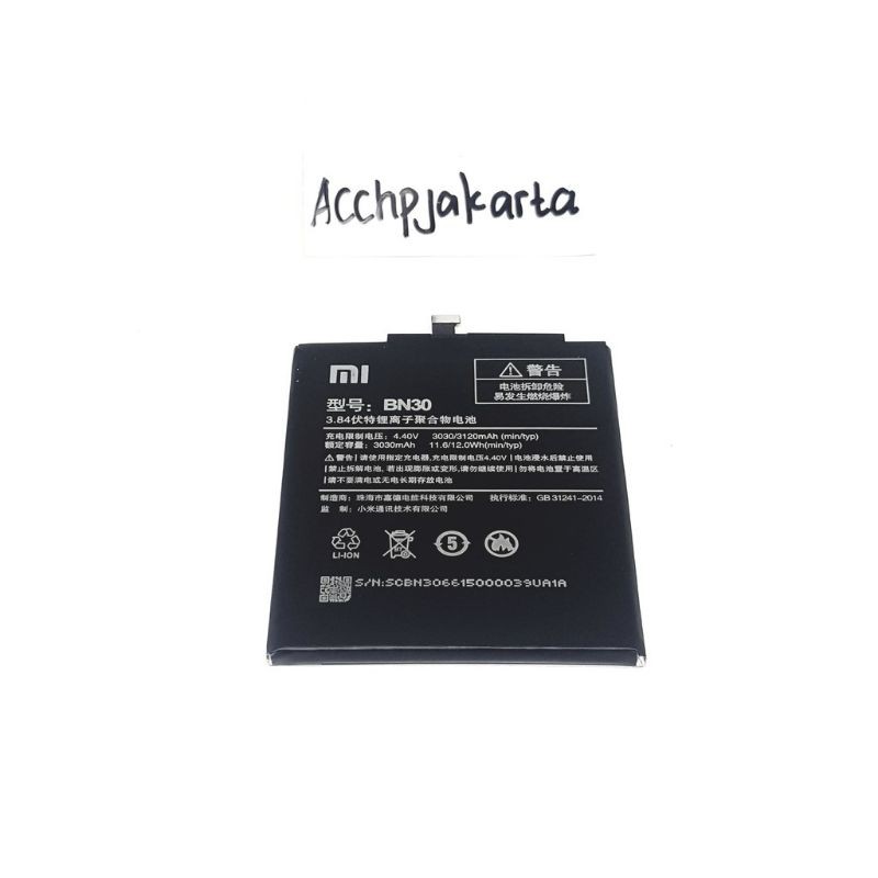 Baterai Hp XiaoMi Redmi 4A BN 30 Original / Battery Batrai Batre BN30 Xiao Mi 4 A Xiaumi Ori