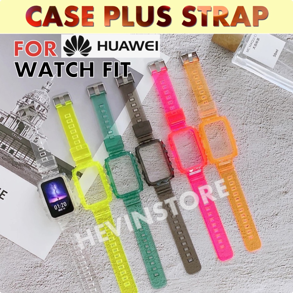 Transparan Case Strap Huawei WATCH FIT Strap Rubber 2in1