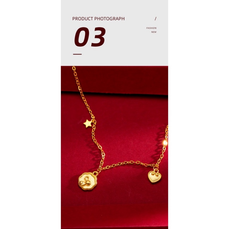 Goldkingdom Perhiasan Fashion 24K Bangkok Aksesoris Ready Stock Bunny Heart Star Gelang Wanita Lucu Minimalis Serbaguna