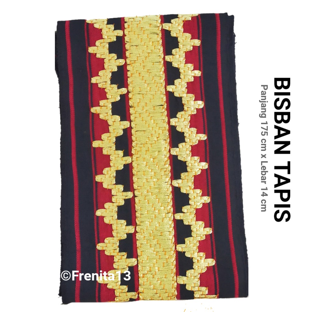 [BISA COD] Bisban / Selendang / List Tapis Khas Lampung asli Sulaman-Ketik sasab Hitam