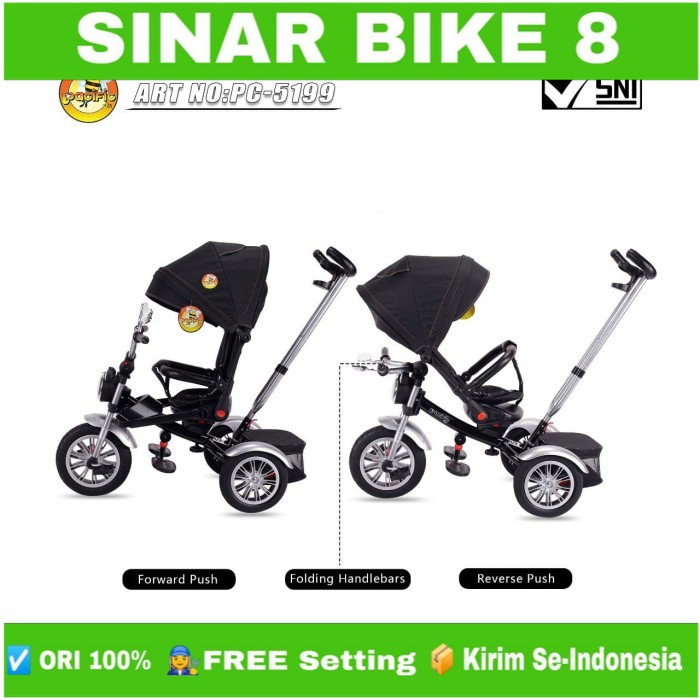 Sepeda Tricycle Anak Roda Tiga PACIFIC JR 5199 Model Motor Ban Karet